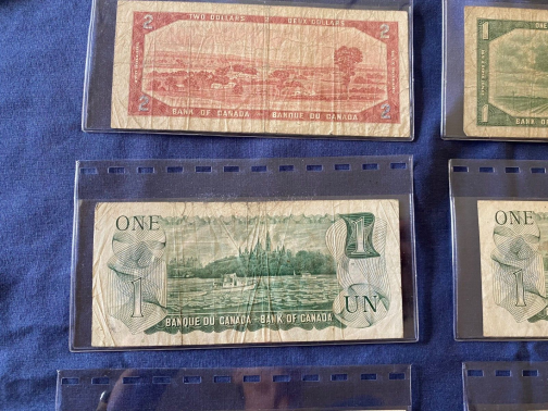 Lot of Old Canadian Currency – One $1 and Six $2 Notes