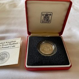 1986 UNITED KINGDOM Silver Proof Piedfort One Pound Coin With Box & COA