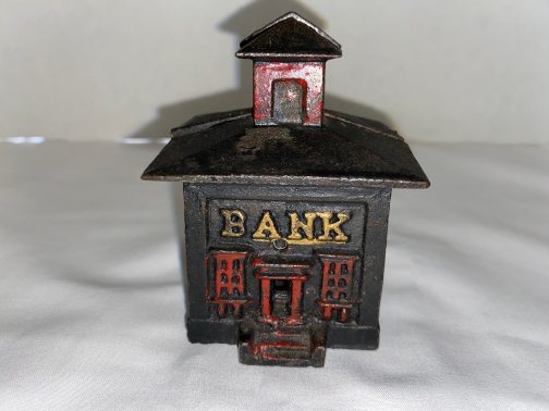 Cast Iron 2pc Coin Piggy Bank Building