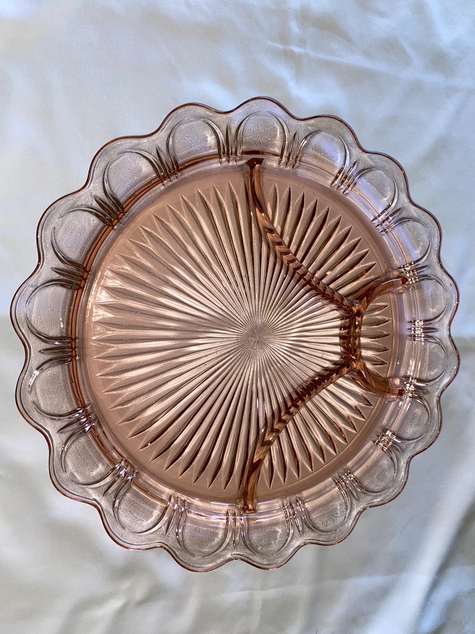 Anchor Hocking Pink Depression Glass 12.75″ Divided Tray #5