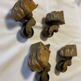 4 Heavy Antique or Vintage Brass Paw Foot Casters – Used