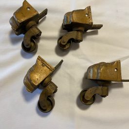 4 Heavy Antique or Vintage Brass Paw Foot Casters – Used