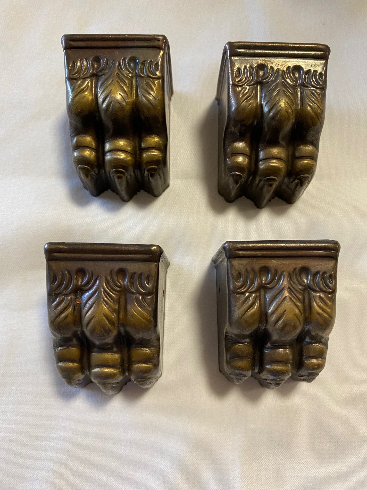 4 Used Duncan Phyfe Style Table Leg Paw Foot Caps