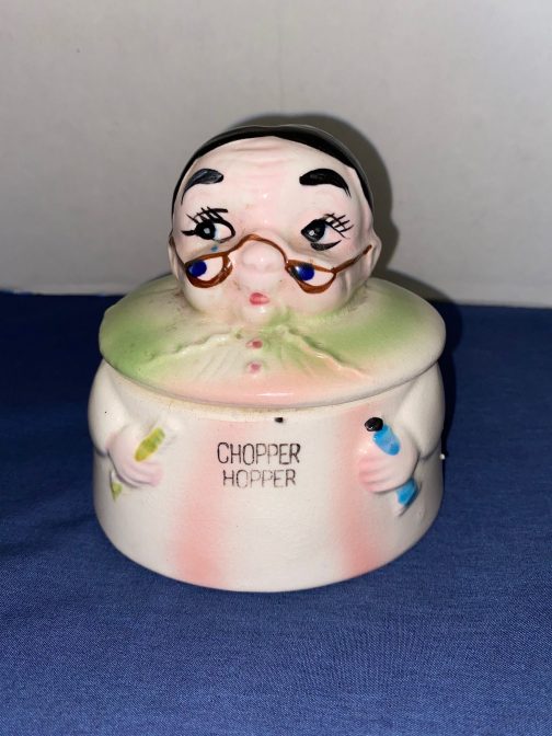 Vintage Vanity Bathroom Chopper Hopper Denture Jar - Woman