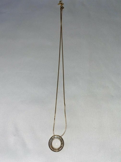 Gold Over Sterling Silver Necklace w/Circle Pendant and Marcasite Stones, 18”