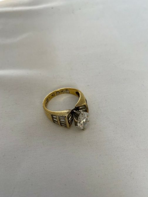 Gold Over Sterling Silver Clear Stone Ring, Size 9