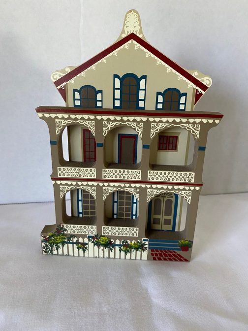 Sheila's Collectable Wooden Hand Painted Shelf Sitters “Stockton Place Row Houses” 1993