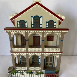 Sheila’s Collectable Wooden Hand Painted Shelf Sitters “Stockton Place Row Houses” 1993