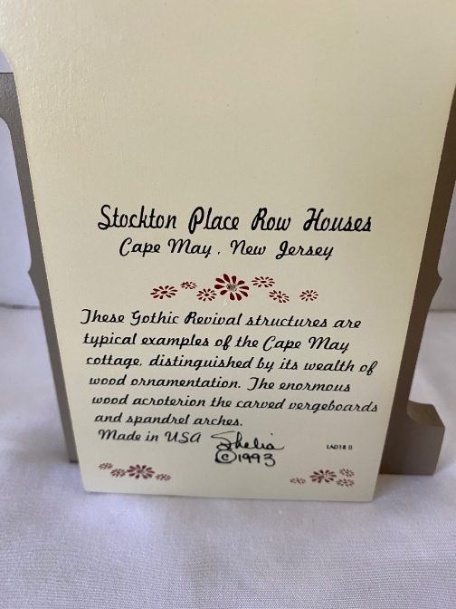 Sheila's Collectable Wooden Hand Painted Shelf Sitters “Stockton Place Row Houses” 1993