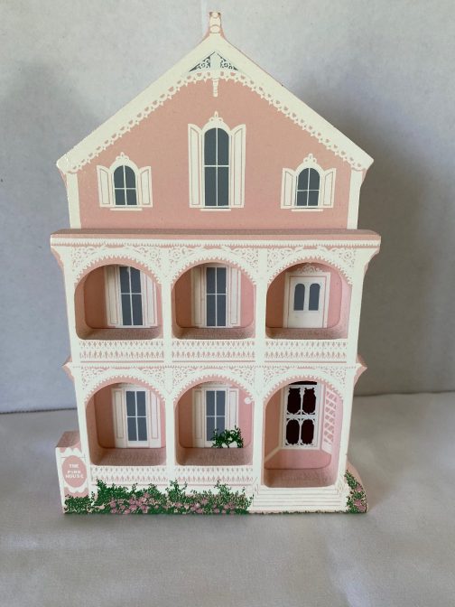 Sheila's Collectable Wooden Hand Painted Shelf Sitters “The Pink House” 1992