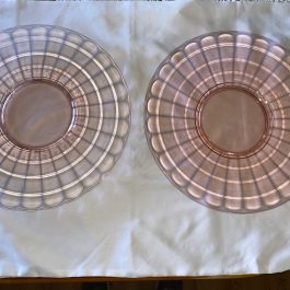 Pink Block Optic Depression Glass 13″ Serving Plate #3