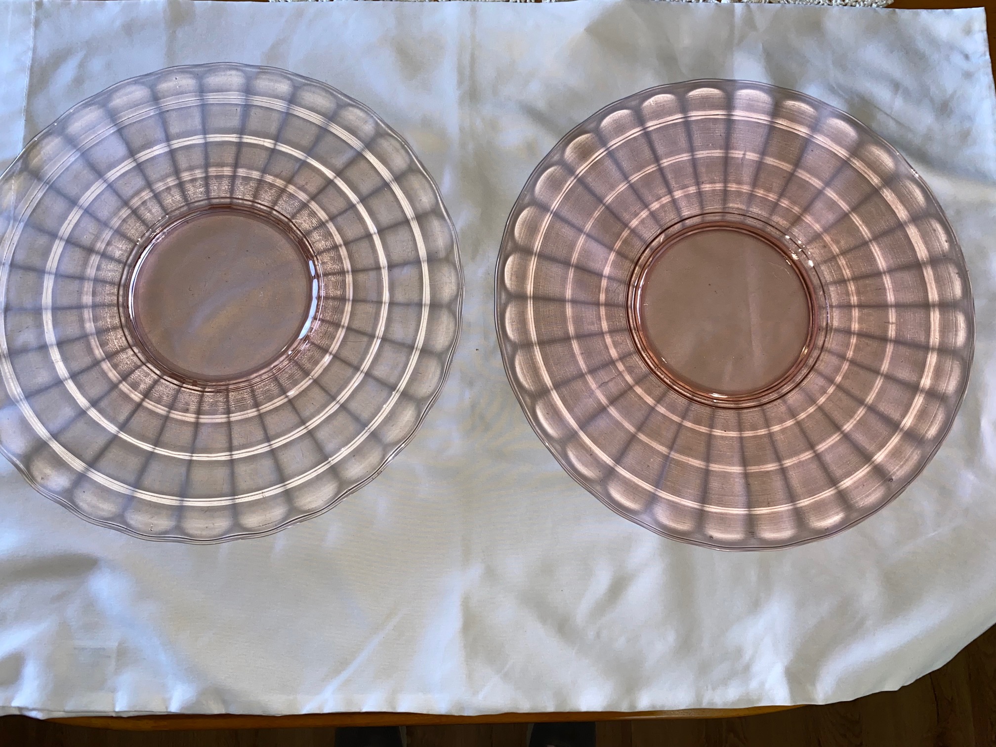 Pink Block Optic Depression Glass 13″ Serving Plate #3