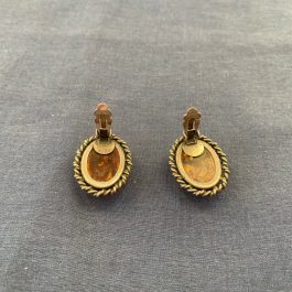 Larger Scale Sterling Silver & Amber Clip Earrings