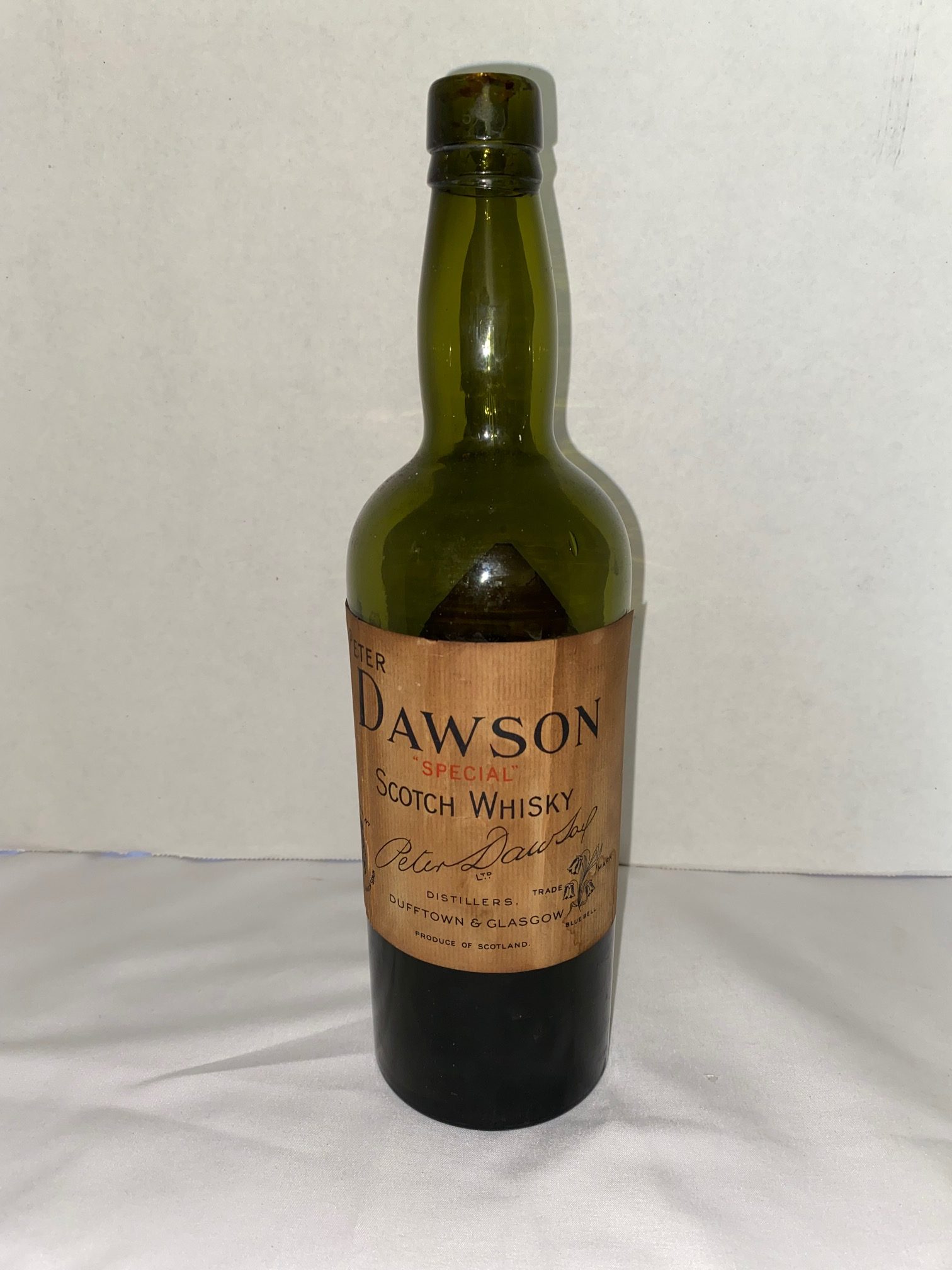 Antique 1930’s Peter Dawson Special Whisky Bottle w/Label