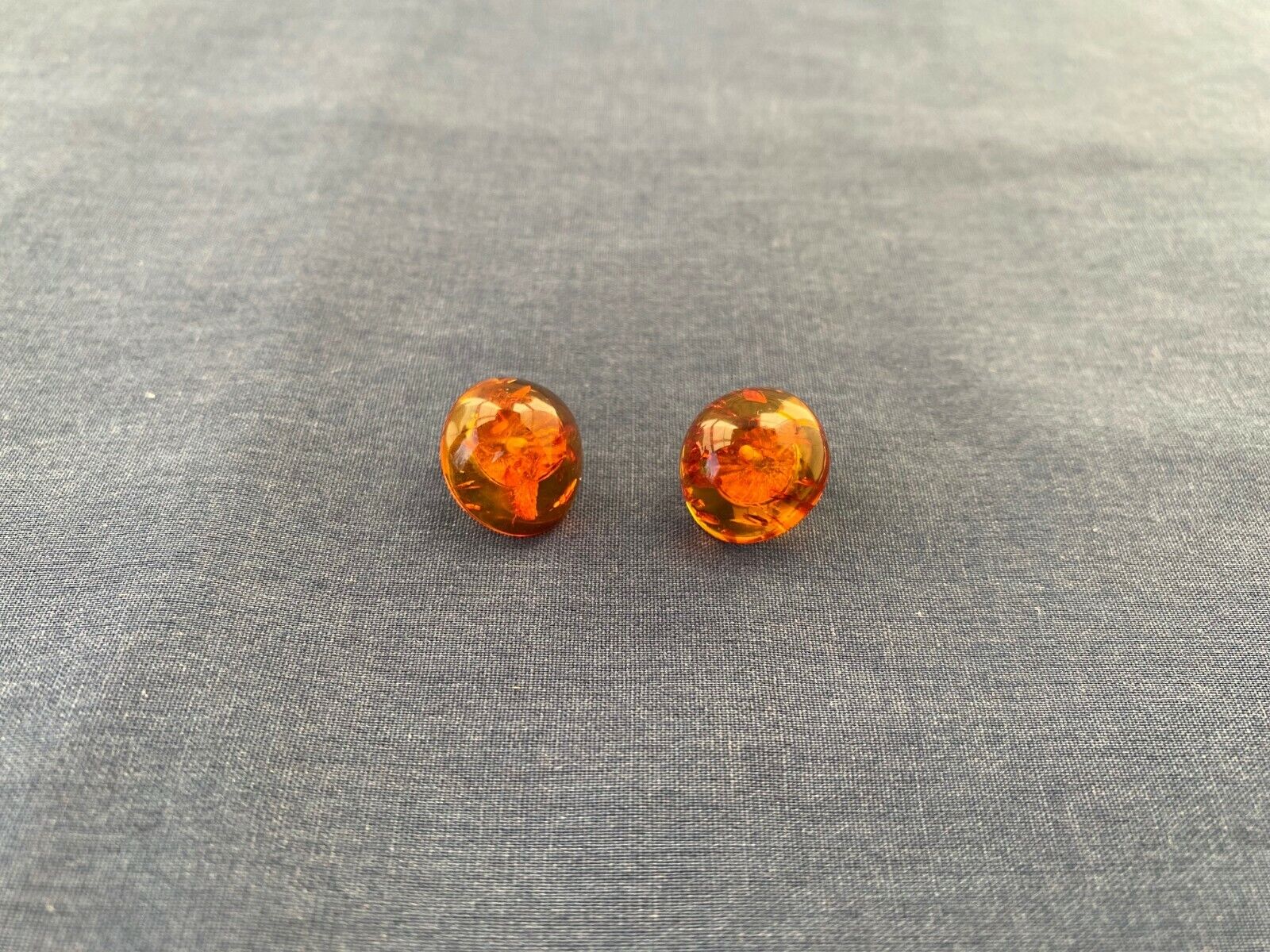 Sterling Silver & Amber Button Clip Earrings