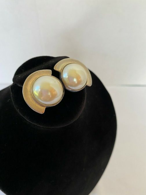 Sterling Silver Clip-on Earrings w/Large White Stone