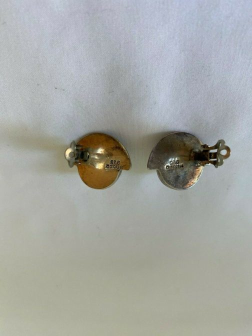Sterling Silver Clip-on Earrings w/Large White Stone