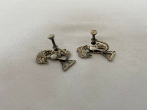 Sterling Silver Palm Tree Clip-On Earrings