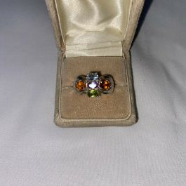 Sterling Silver Ring Accented With Multi-Colored Stones, Size 9