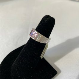 Sterling Silver Statement Piece – Channel Set Pink Faceted CZ Band Ring (New)