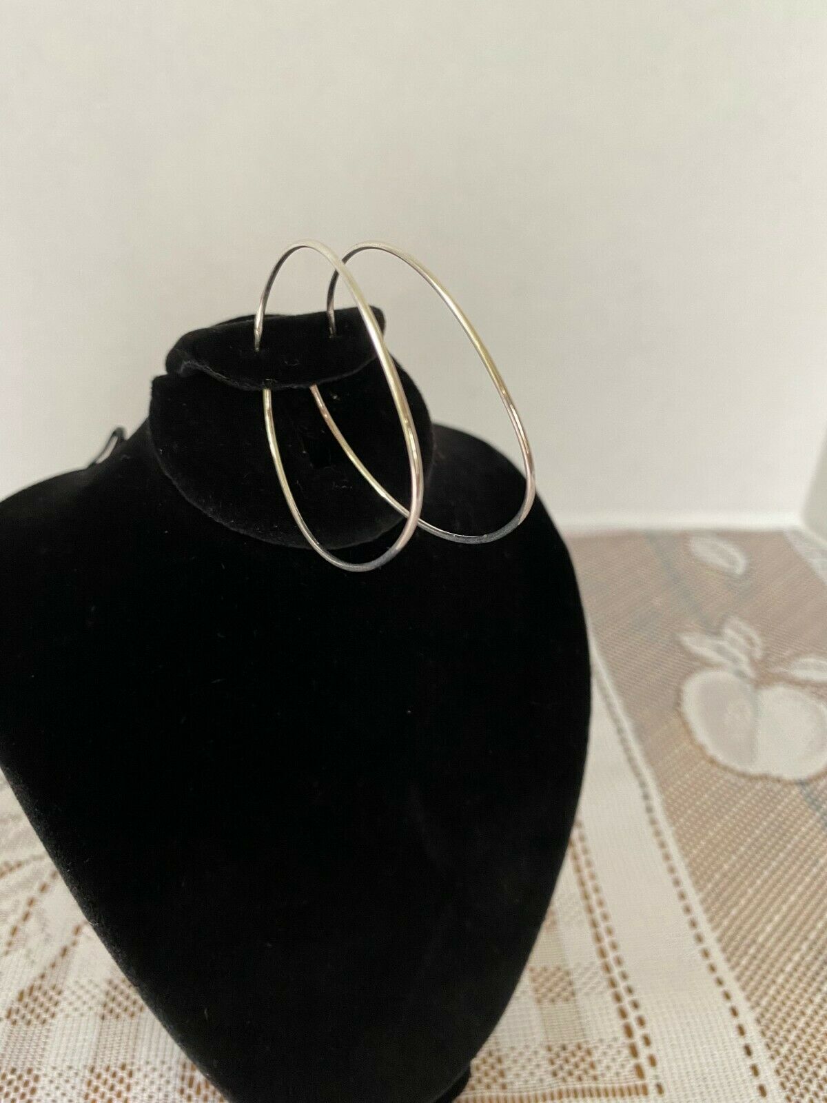 Thin But Larger Scale Sterling Silver Dyadema Italy Hoop Earrings