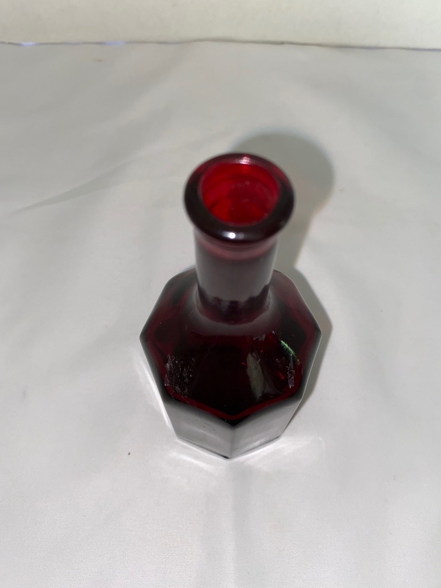 Vintage Wheaton Ruby Red Octagon Medicine Bottle