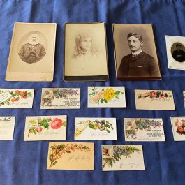 Lot of 4 Old Photos and 12 Victorian Calling Cards