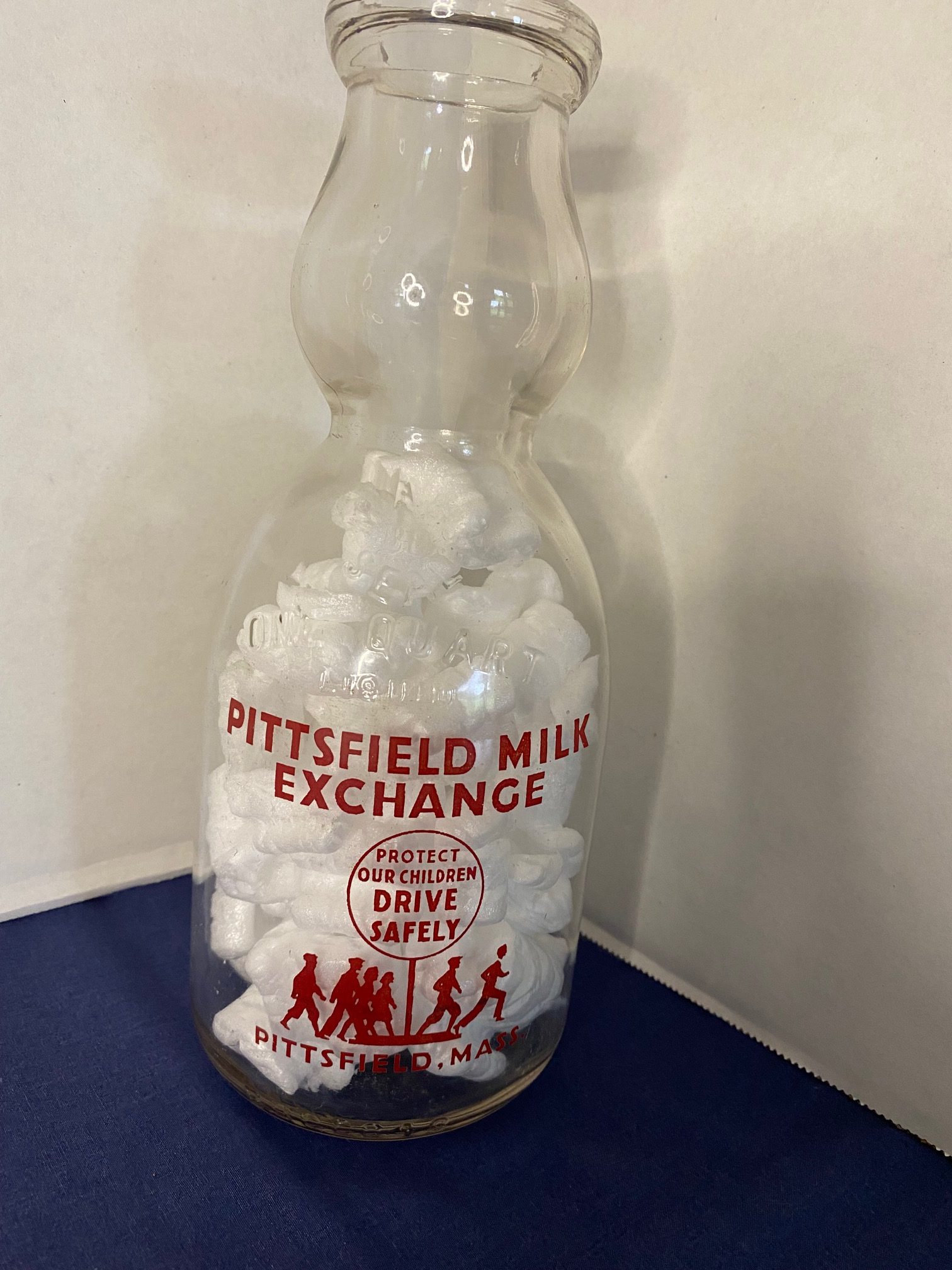 1934 Pittsfield Milk Exchange Glass Milk Bottle - 1 Qt.