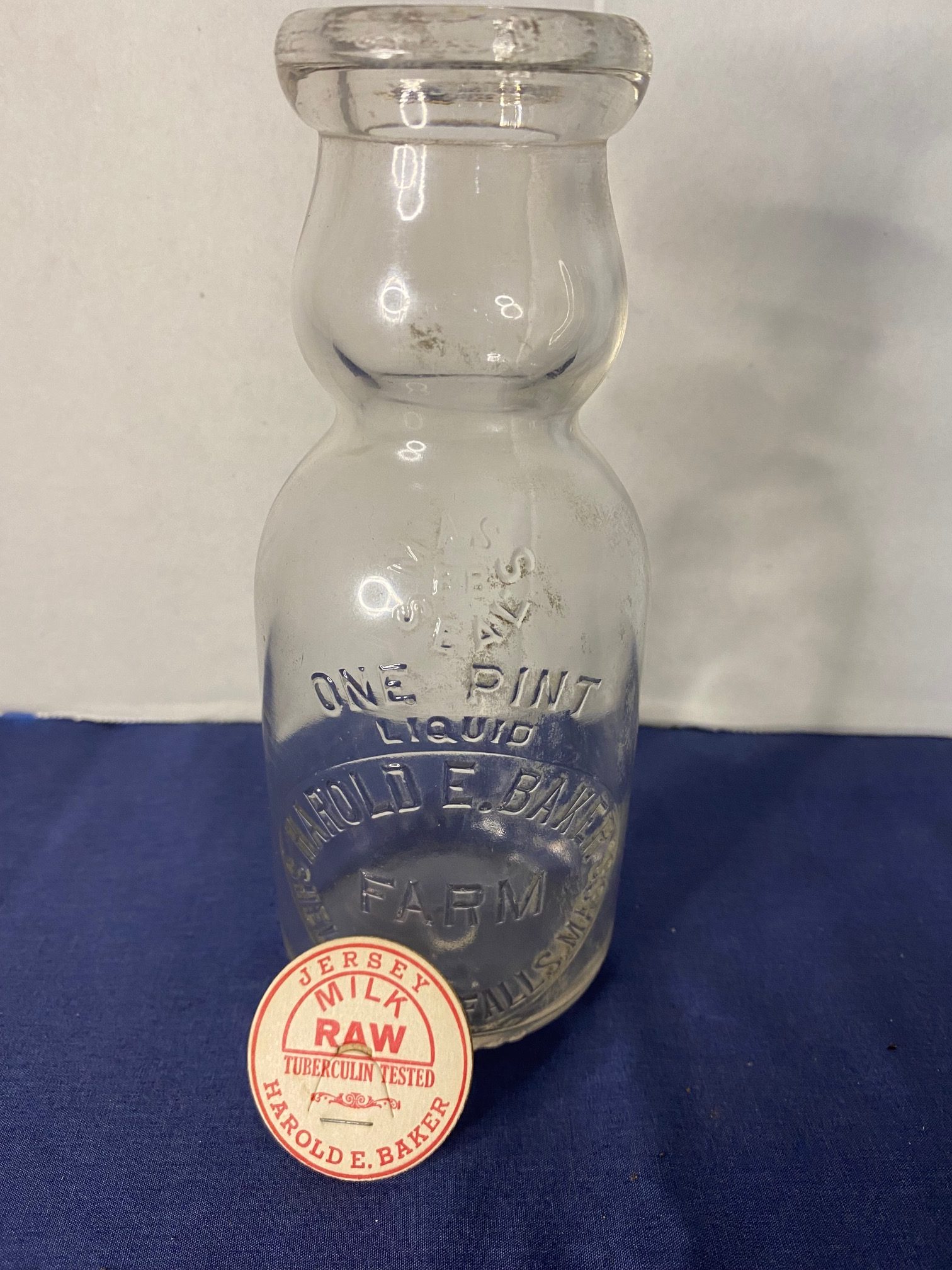 Old “Harold E. Baker Farm”, Shelburne Falls, MASS 1 Pint Milk Bottle