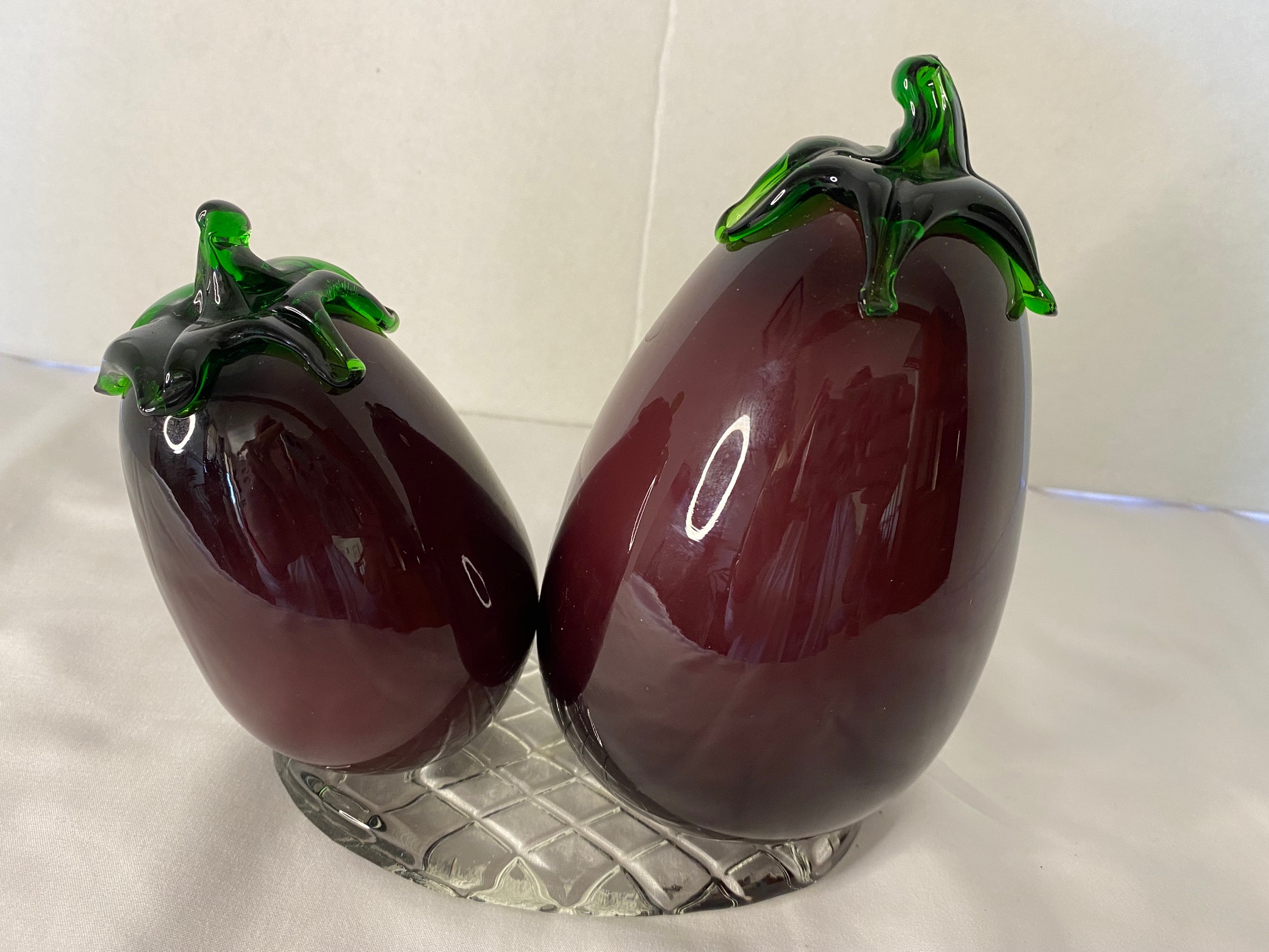 Murano Double Eggplant Art Glass
