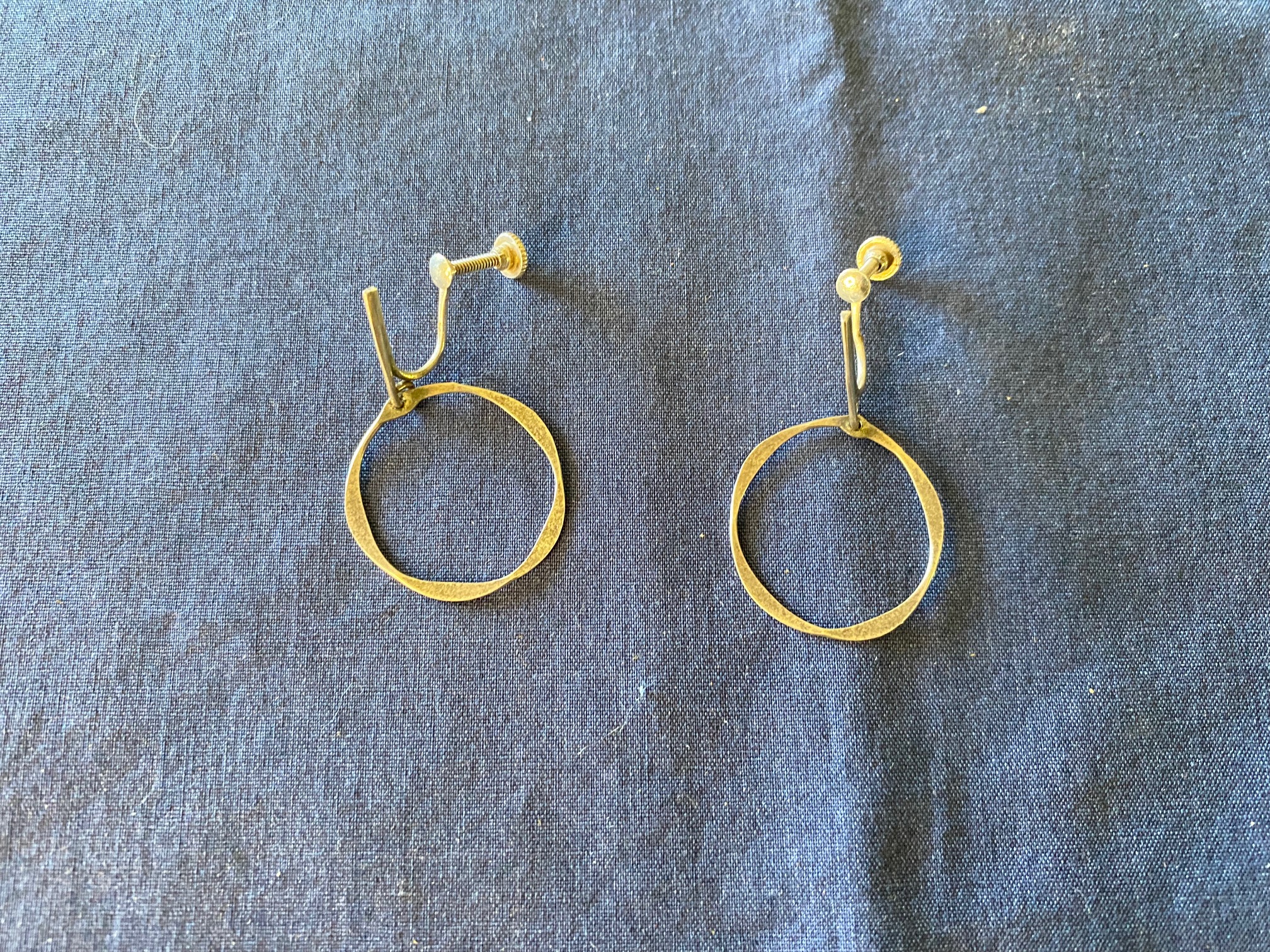 Sterling Circle Dangling Clip-on Earrings
