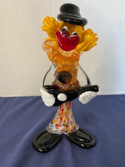 Murano Splatter Musical Art Glass Bowtie Clown