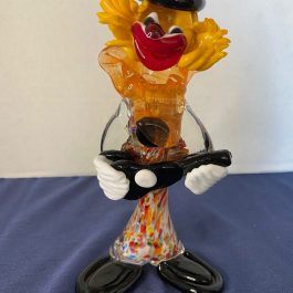 8″ Murano Splatter Musical Art Glass Bowtie Clown w/Guitar