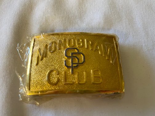 NOS Vintage Monogram Club Brass Belt Buckle