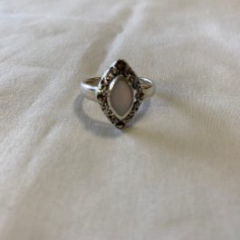 Sterling Silver Ring w/Mother Of Pearl Center & Marcasite Accented Frame