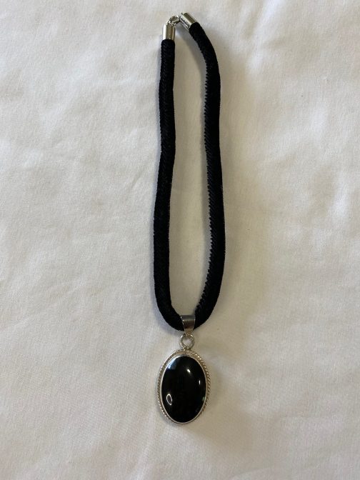 Vintage TA-93 Mexican 925 Silver and Onyx Pendant