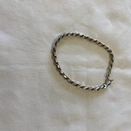 Italy Stamped Sterling Silver Solid Rope Bracelet – 6.5” Length