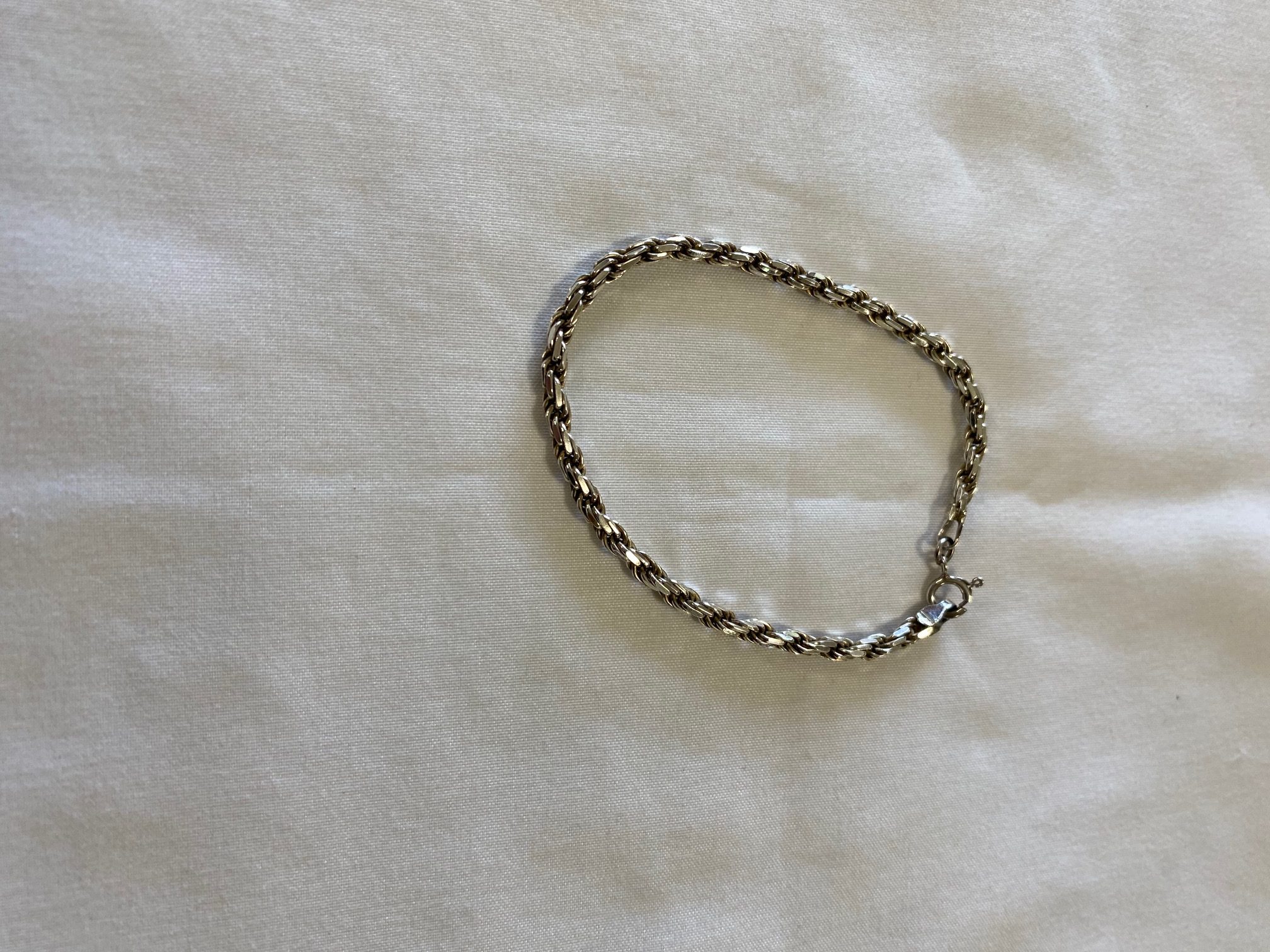 Italy Stamped Sterling Silver Solid Rope Bracelet – 6.5” Length
