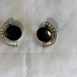 Vintage TA-93 Mexican 925 Silver and Onyx Clip-on Earrings