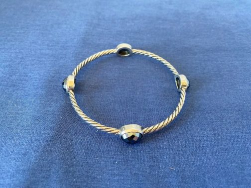 Sterling Silver Bangle Style Bracelet With 4 Stones
