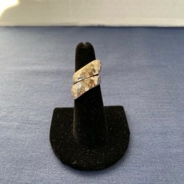 Sterling Silver Hammered Design Ring, Size 6
