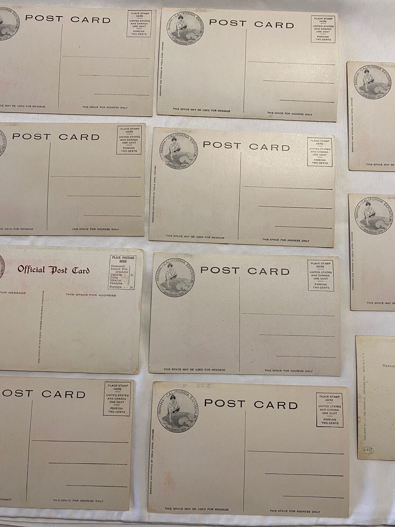 Lot Of 11 UNUSED 1915 Panama – California Expo Postcards – Estate Find