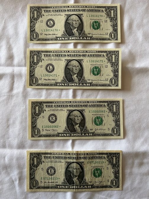 Group Of 4 One Dollar * STAR Notes