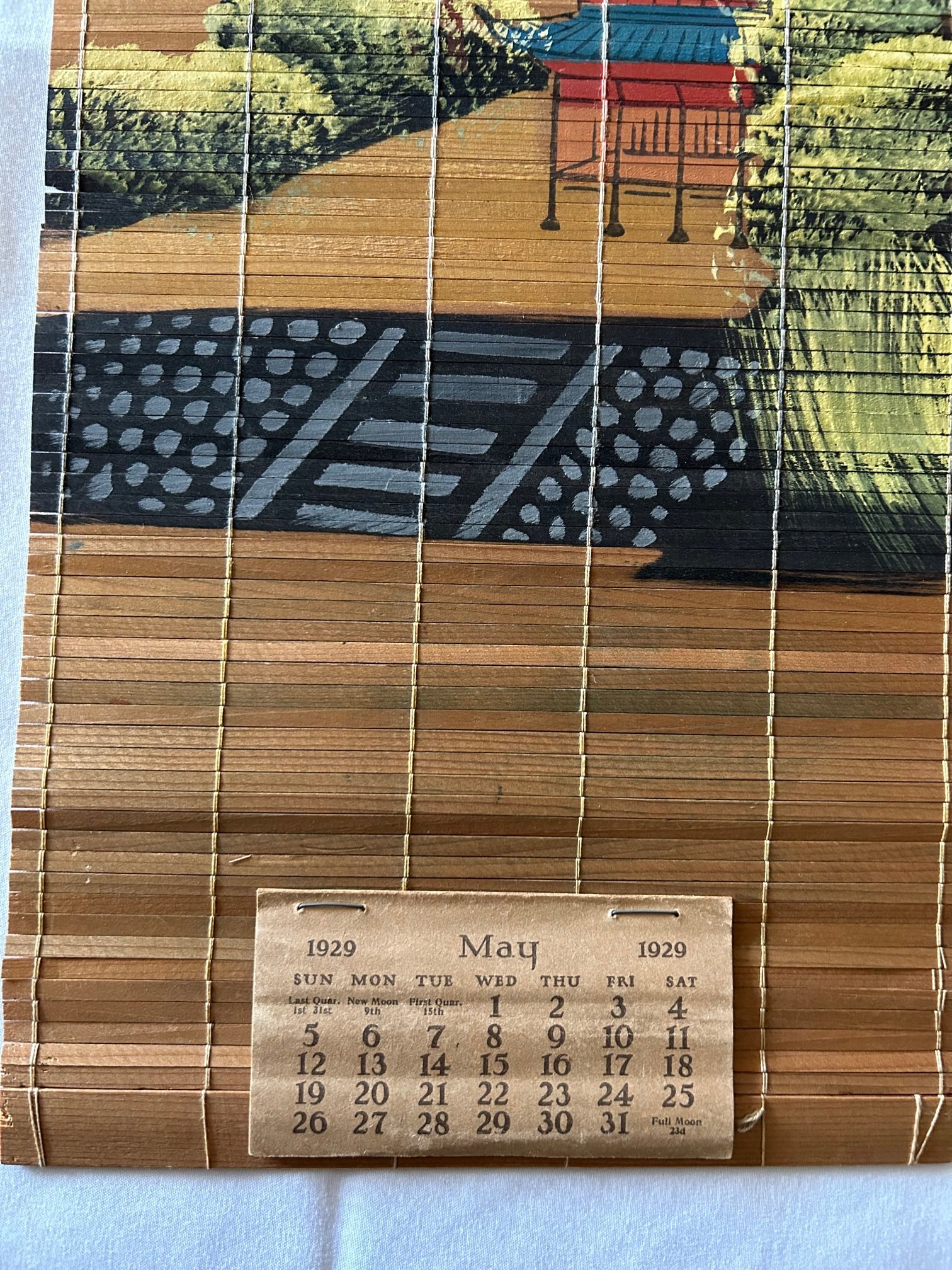 Vintage 1929 Bamboo Advertising Calendar