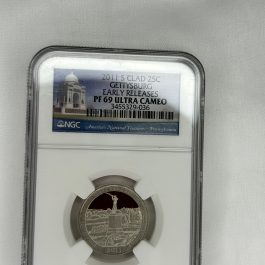 2011-S Gettysburg Proof Early Release Quarter Graded NGC PF 69 ULTRA CAMEO Coin