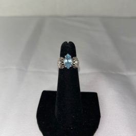 Gorgeous Sterling Silver Ring w/Light Blue Stone, Size 5