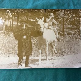 2 Old B & W Photos Lady, Horse & Girl Sitting, Then Standing On The Horse