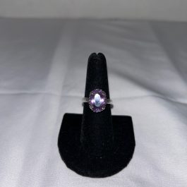 Beautiful Sterling Silver Ring w/Purple Stone, Size 8