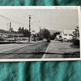 Vintage Postcard Of Main Street Stephentown, NY, Gas Station, Pharmacy Unused