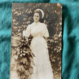 Antique RPPC Postcard Of Woman In Long Dress Unused